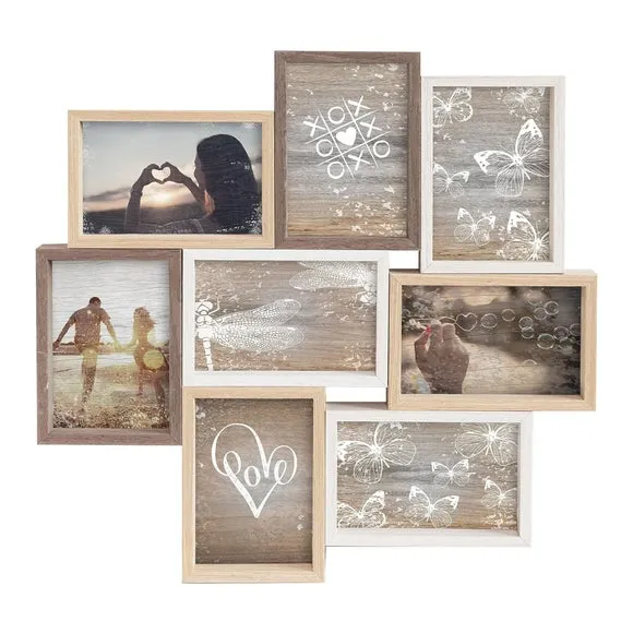 8-Picture Multi Photo Frame - Light Wood