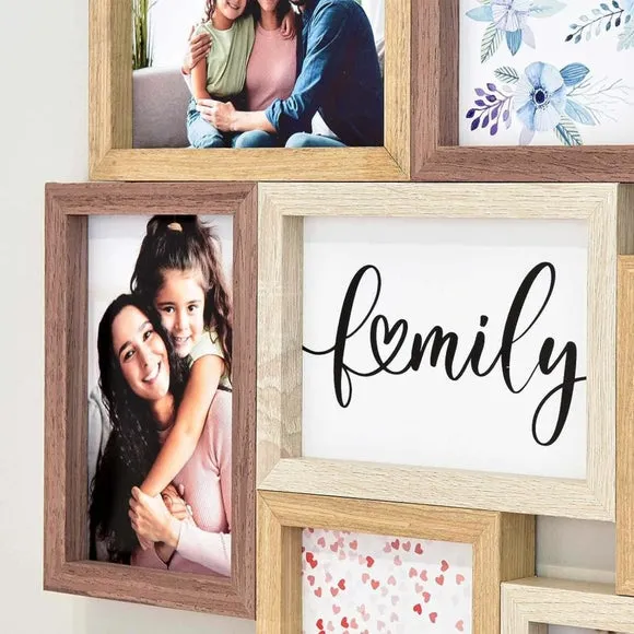 8-Picture Multi Photo Frame - Light Wood