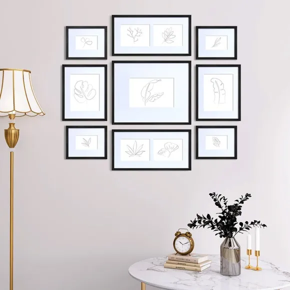 9-Piece Photo Frame Set - Black, Wood image
