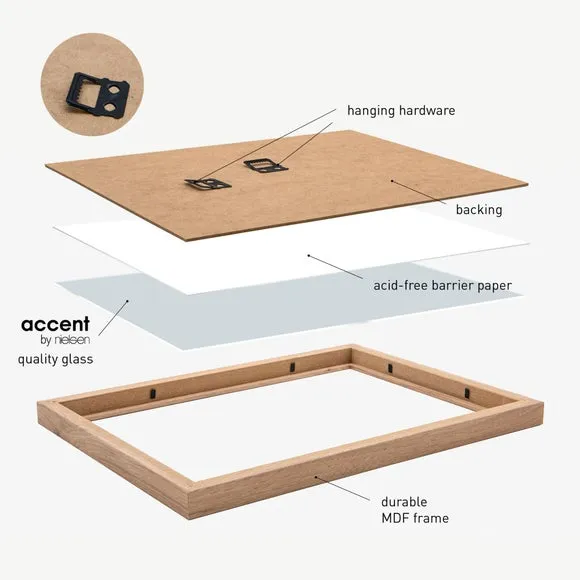 Photo Frame with Glass - Light Oak, MDF