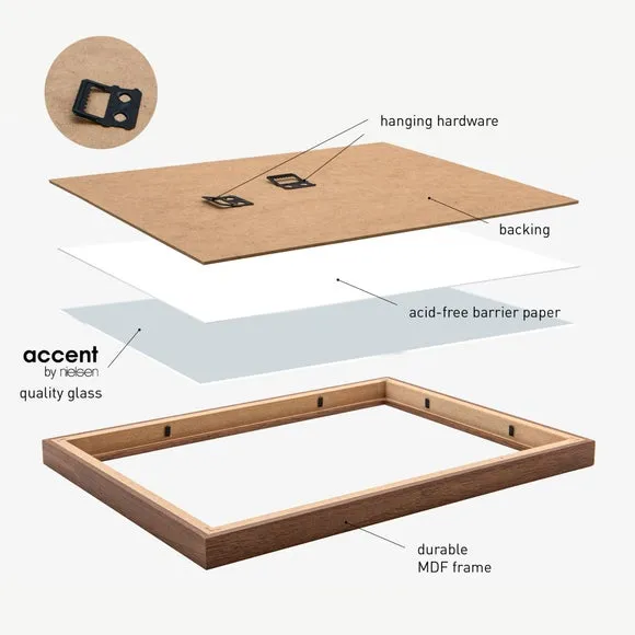 Photo Frame with Glass - Walnut, MDF