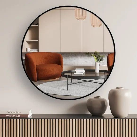 Round Wall Mirror - Black, Aluminium image