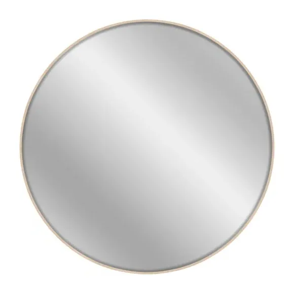 Round Wall Mirror - Light Oak, Aluminium