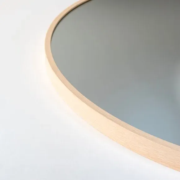 Round Wall Mirror - Light Oak, Aluminium