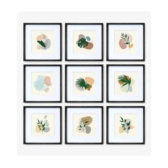 Set of 9 Photo Frames - Black, Wood