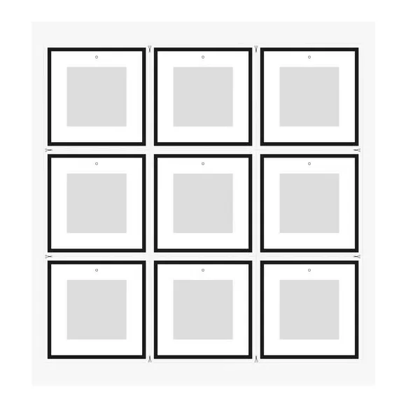 Set of 9 Photo Frames - Black, Wood