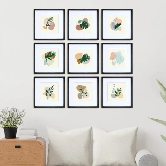 Set of 9 Photo Frames - Black, Wood image