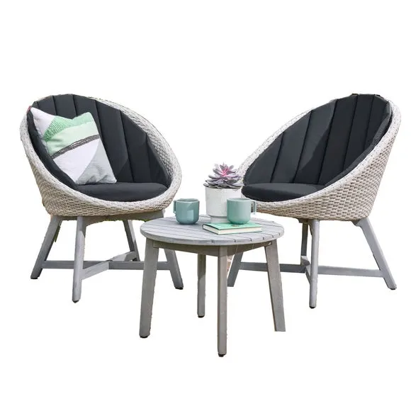 2-Seater Curved Bistro Set - Grey, Rattan