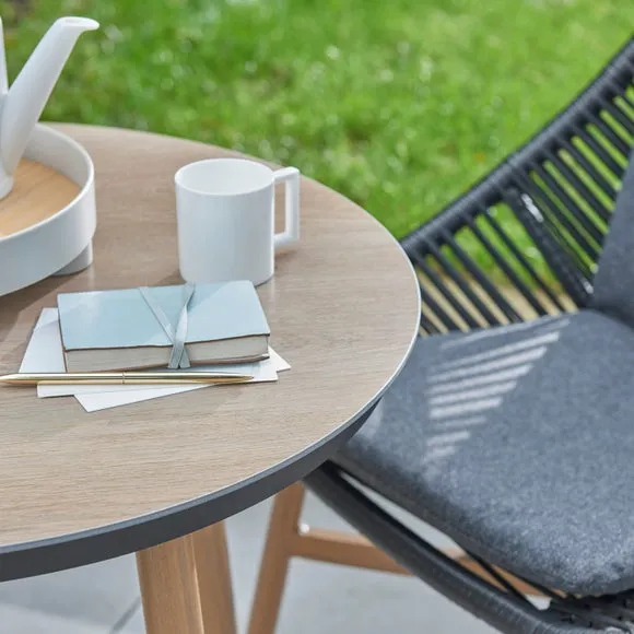 3-Piece Bistro Set with Cushions - Grey, Wicker