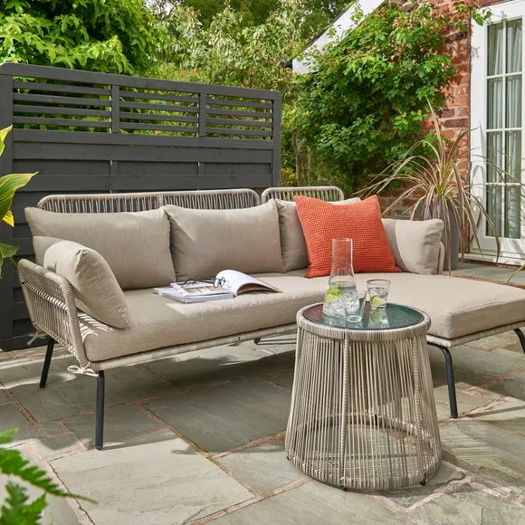 3-Seater Corner Sofa Set with Table - Beige, Steel image