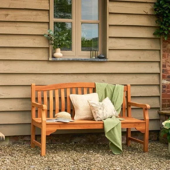 3-Seater Outdoor Bench - Natural, Mahogany
