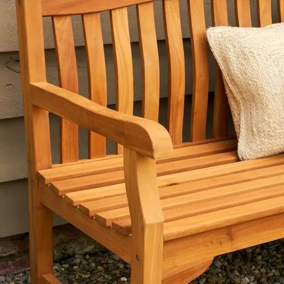 3-Seater Outdoor Bench - Natural, Mahogany