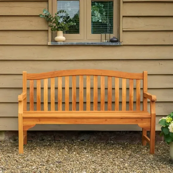 3-Seater Outdoor Bench - Natural, Mahogany
