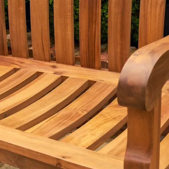 3-Seater Outdoor Bench with Backrest - Natural, Teak