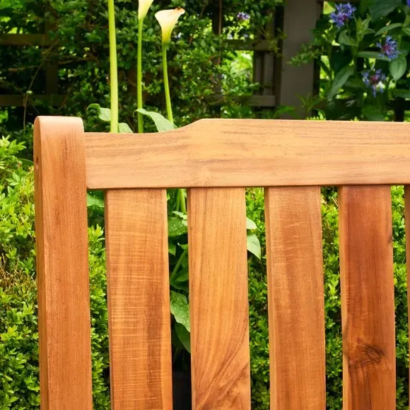 3-Seater Outdoor Bench with Backrest - Natural, Teak