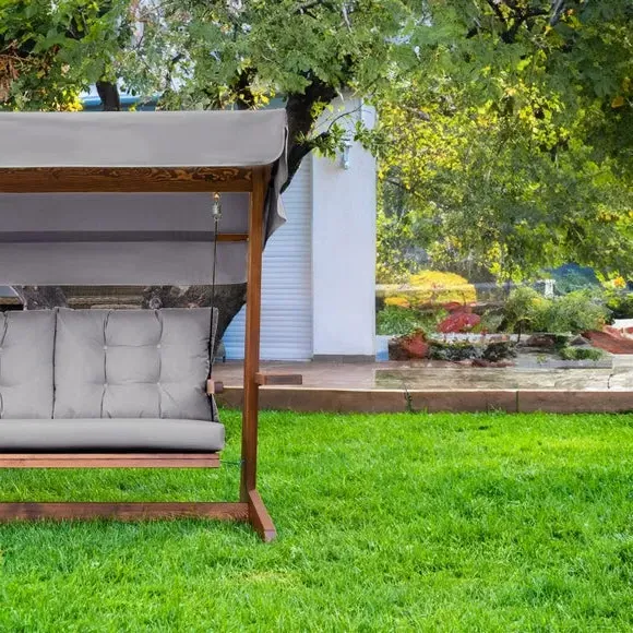 3-Seater Outdoor Swing Seat - Natural, Pine Wood