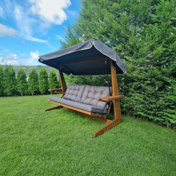3-Seater Outdoor Swing Seat - Natural, Pine Wood image