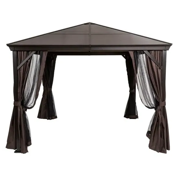 3.6m Gazebo with Curtains - Grey, Polycarbonate