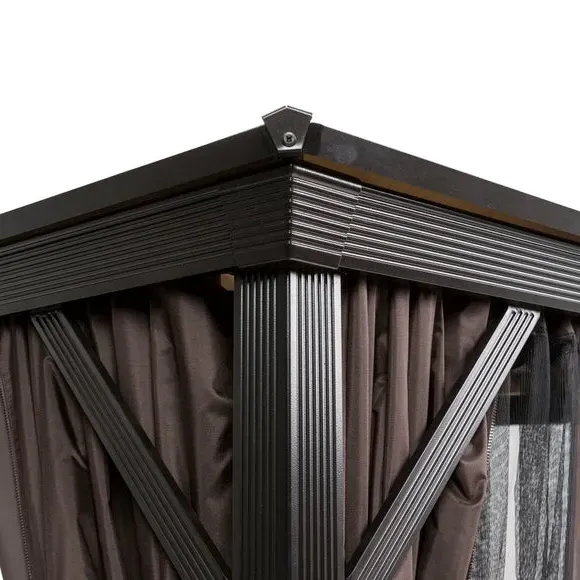 3.6m Gazebo with Curtains - Grey, Polycarbonate