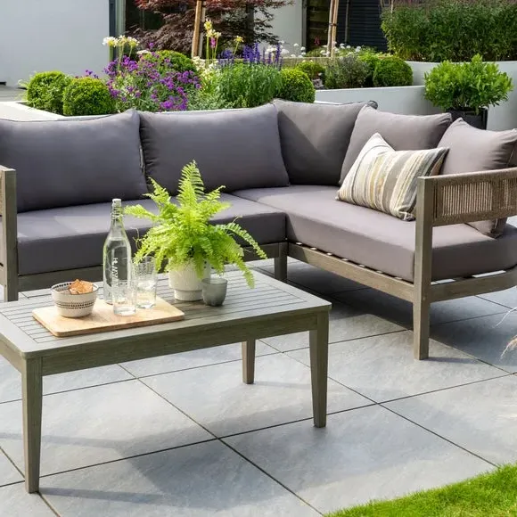 4-Seater Corner Sofa Set - Grey, Eucalyptus image