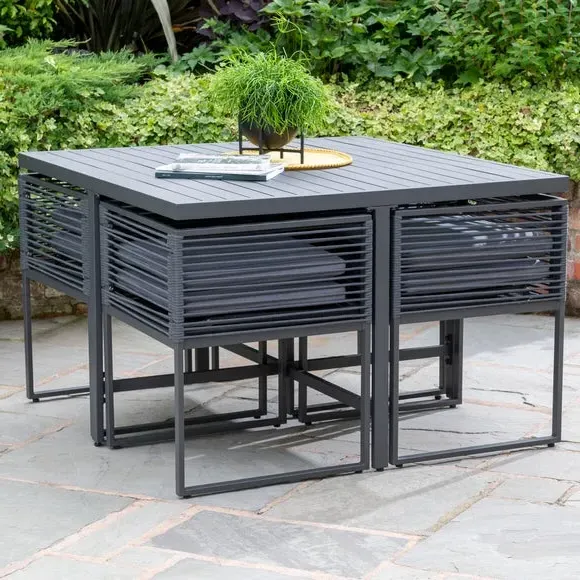 4-Seater Cube Dining Set - Anthracite, Rope