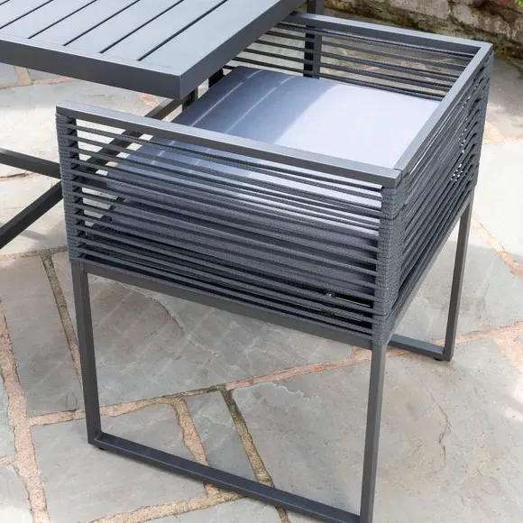 4-Seater Cube Dining Set - Anthracite, Rope