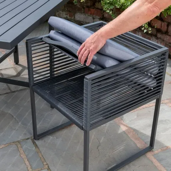 4-Seater Cube Dining Set - Anthracite, Rope