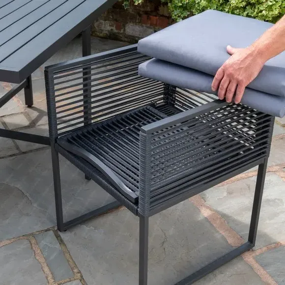 4-Seater Cube Dining Set - Anthracite, Rope