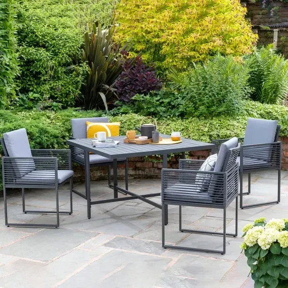 4-Seater Cube Dining Set - Anthracite, Rope image