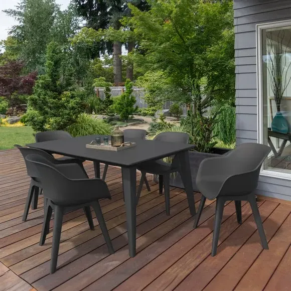 6-Seater Dining Set - Grey, Resin