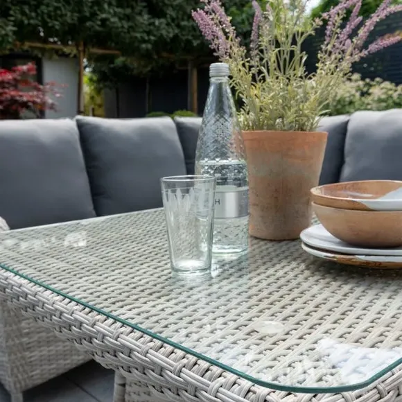 Corner Lounger Set with Table - Grey, Rattan