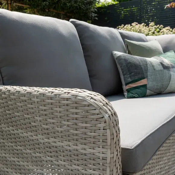 Corner Lounger Set with Table - Grey, Rattan