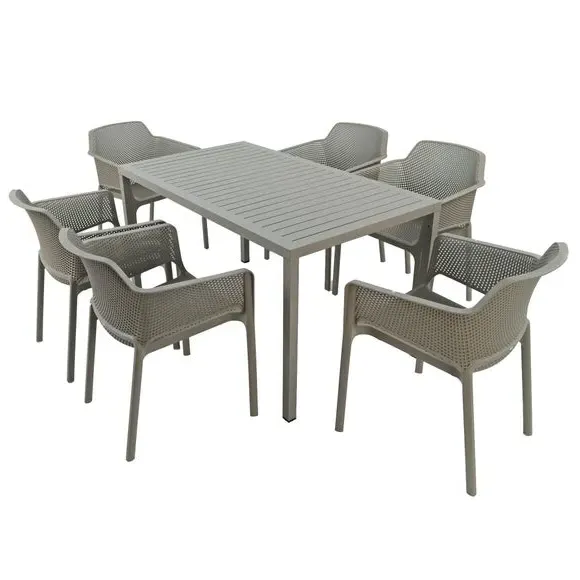 Cube Dining Table with 6 Chair Set - Natural image