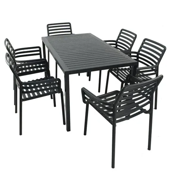 Cube Dining Table with 6 Chairs - Anthracite