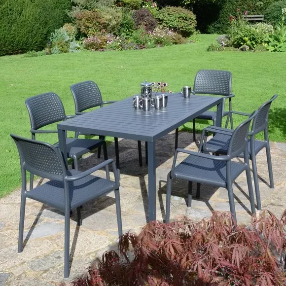 Cube Dining Table with 6 Chairs - Anthracite