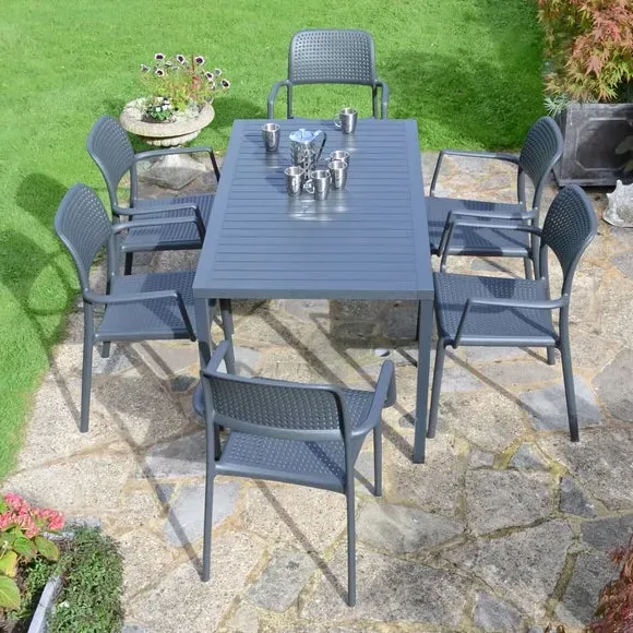 Cube Dining Table with 6 Chairs - Anthracite