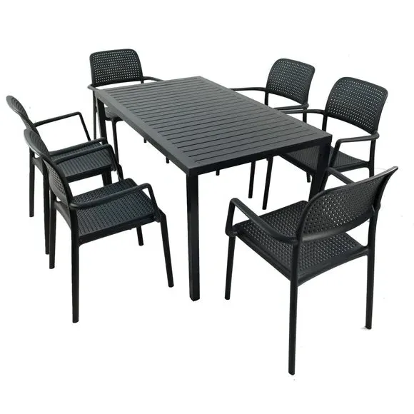 Cube Dining Table with 6 Chairs - Anthracite
