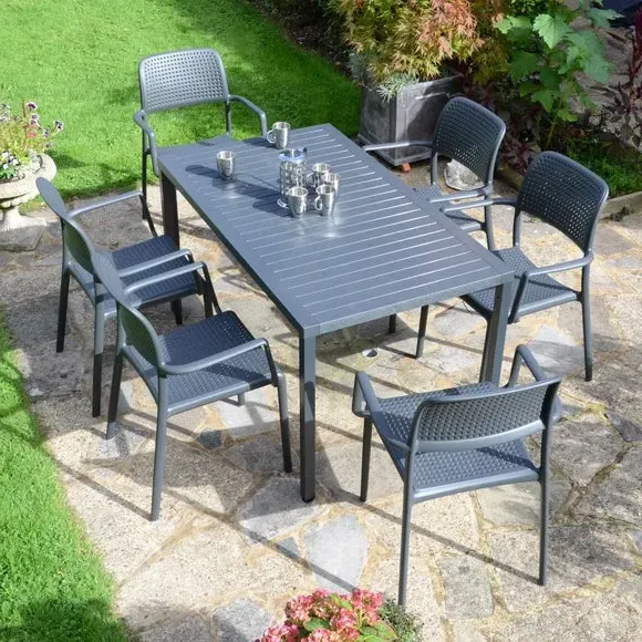 Cube Dining Table with 6 Chairs - Anthracite image