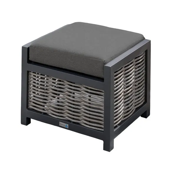 Outdoor Stool with Cushion - Grey, Wicker