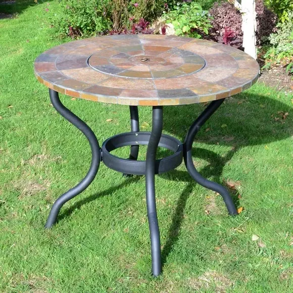 Round Patio Firepit Table - Brown, Stone