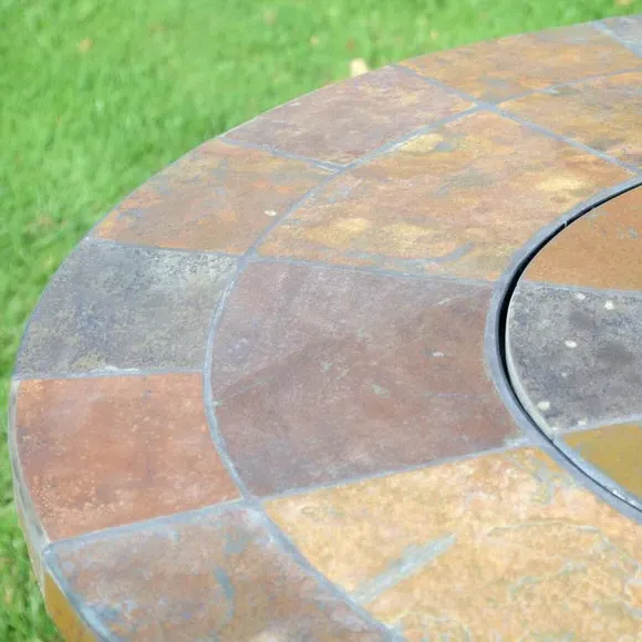 Round Patio Firepit Table - Brown, Stone