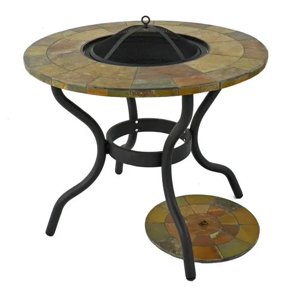 Round Patio Firepit Table - Brown, Stone