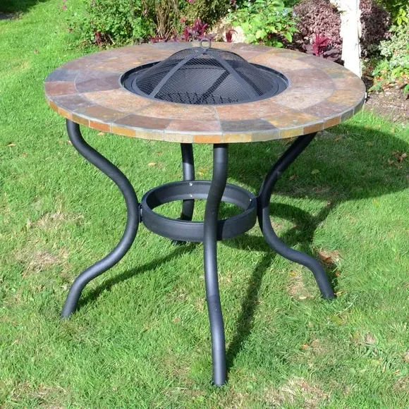 Round Patio Firepit Table - Brown, Stone image