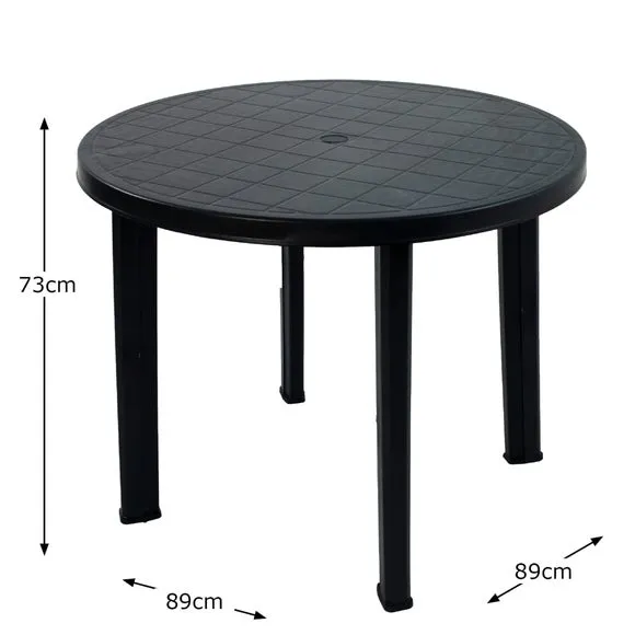Round Patio Table - Anthracite, Recycled Propylene