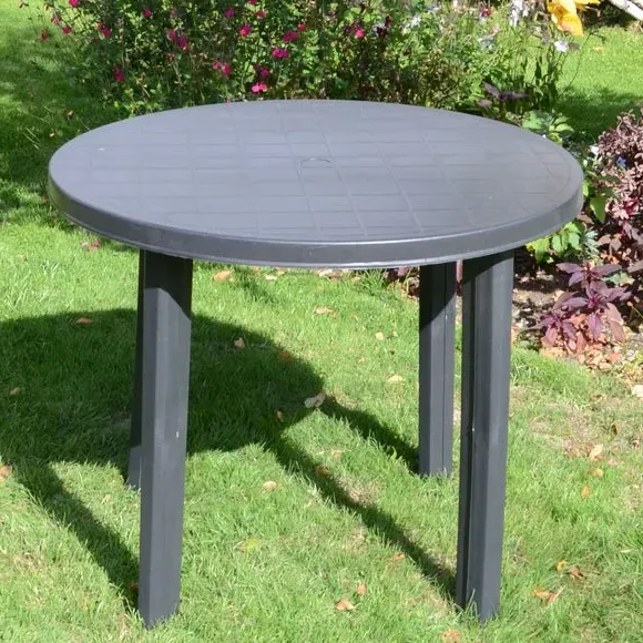 Round Patio Table - Anthracite, Recycled Propylene image