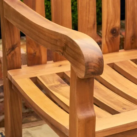 Small Outdoor Bench with Curved Back - Natural, Teak