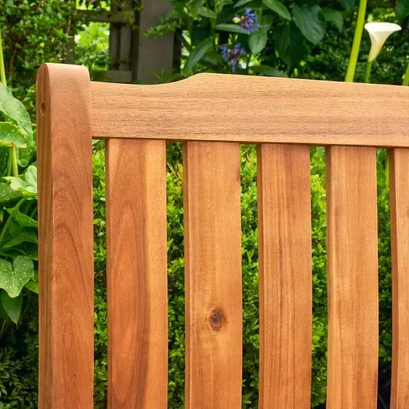 Small Outdoor Bench with Curved Back - Natural, Teak