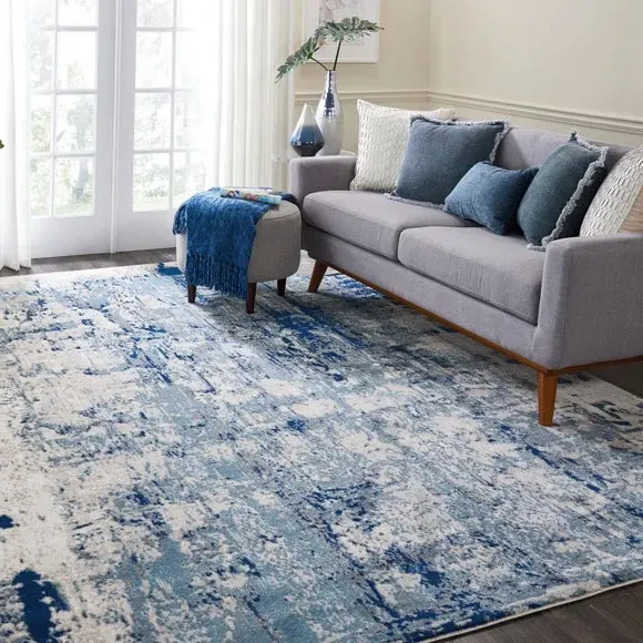 Area Rug with Abstract Design - Blue image