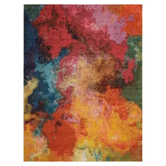 Area Rug with Cloud Pattern - Multi, Polypropylene