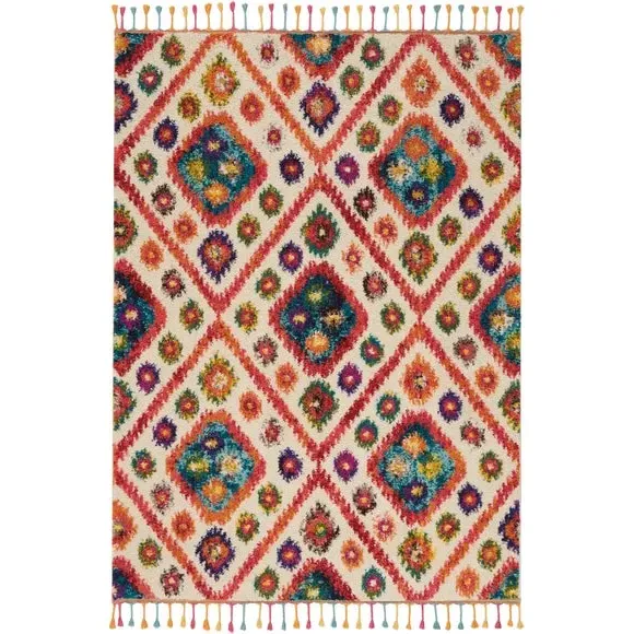 Area Rug with Diamond Design - Pink, Shag image